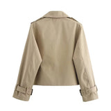 Olivia | Women's Cropped Double-Breasted Trench Coat Buckle Cuff