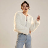 Mia | Women's Cropped Faux Fur Cardigan Jacket