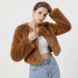 Mia | Women's Cropped Faux Fur Cardigan Jacket