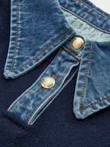 Mia | Women's Denim-Collar Knit Polo Sweater