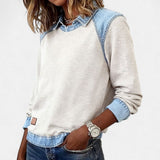 Isabella | Women's Denim-Collar Raglan Knit Sweater Long Sleeve Pullover