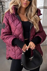Camila | Women's Diamond Quilted Hooded Zip-Up Puffer Jacket