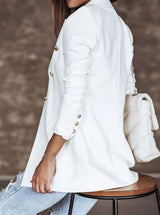 Luna | Women's Double-Breasted Gold-Button Blazer Slim Workwear Jacket - 6