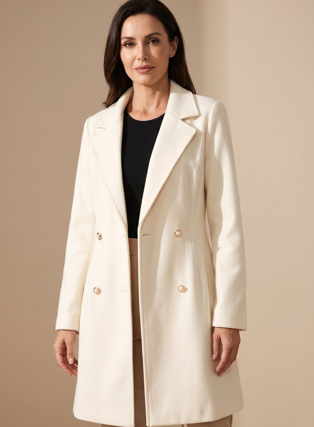 Madison | Women's Double-Breasted Knee-Length Flared Wool-Blend Coat
