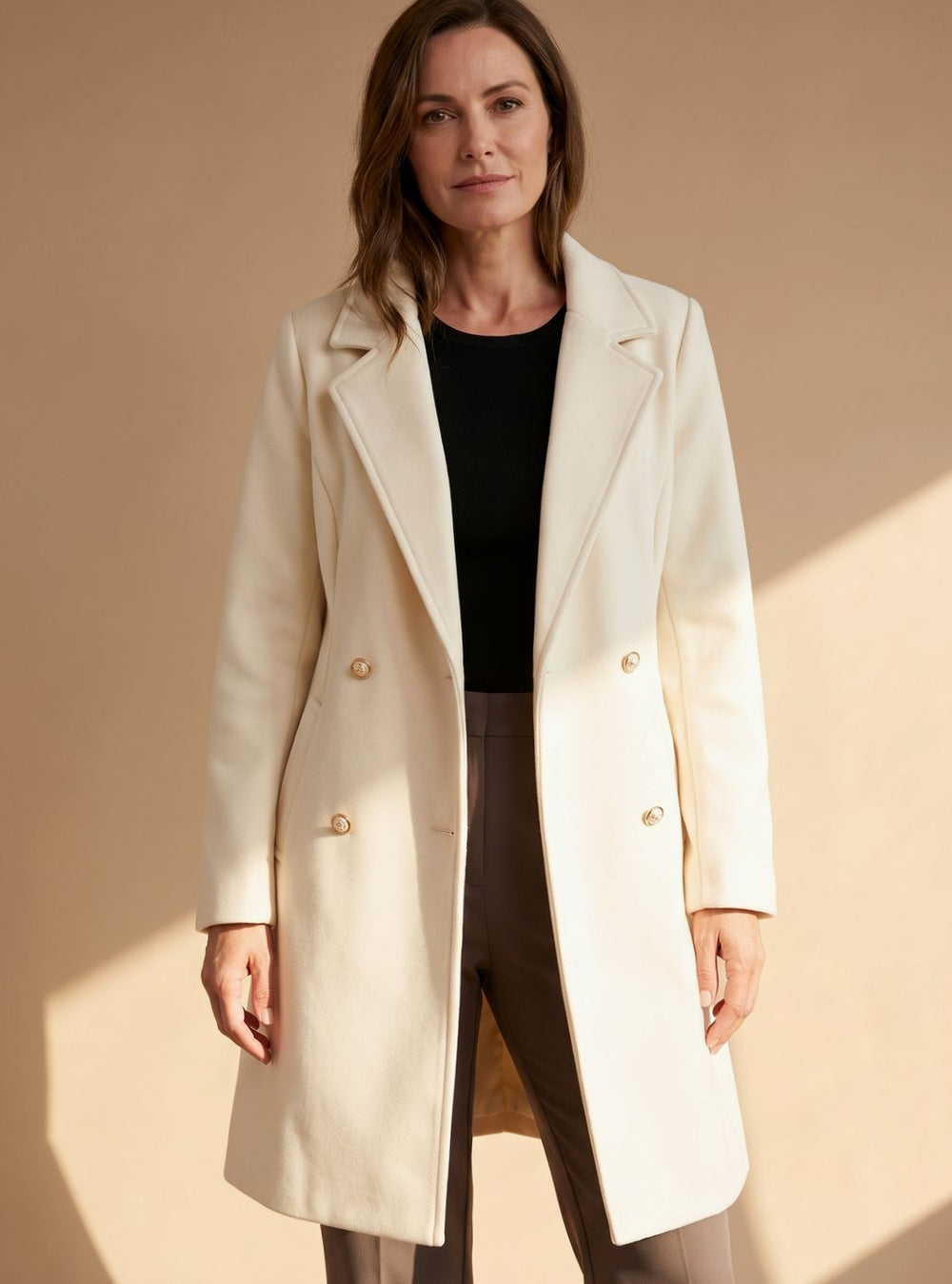 Madison | Women's Double-Breasted Knee-Length Flared Wool-Blend Coat