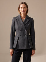 Victoria | Women's Double-Breasted Peplum Blazer Notch Lapel Long Sleeve