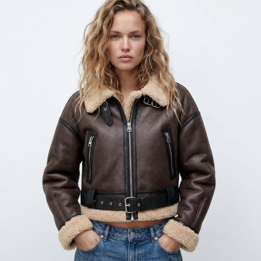 Women's Reversible Shearling Bomber Jacket