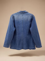 Olivia | Women's Elegant Denim Blazer Jacket Single-Button Notch Lapel