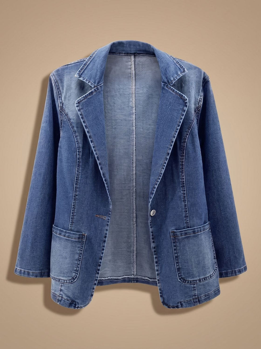 Olivia | Women's Elegant Denim Blazer Jacket Single-Button Notch Lapel