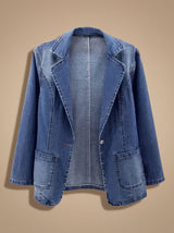 Olivia | Women's Elegant Denim Blazer Jacket Single-Button Notch Lapel