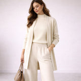 Emma | Women's Elegant Three-Piece Knit Lounge Set Evening Gown Cardigan