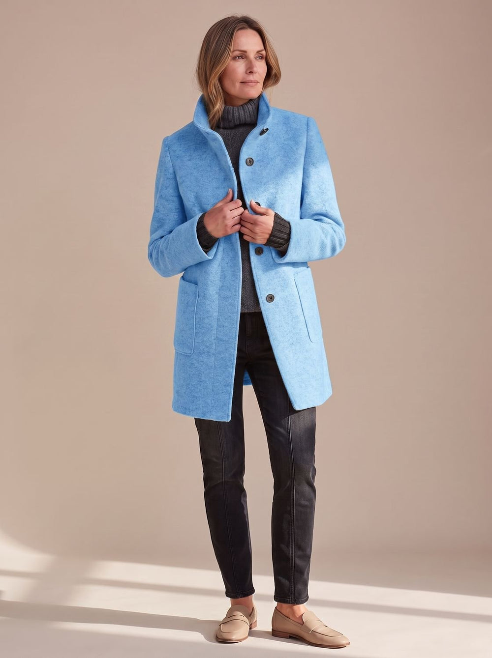 Charlotte | Women's Elegant Winter Coat Stand-Collar Button-Front