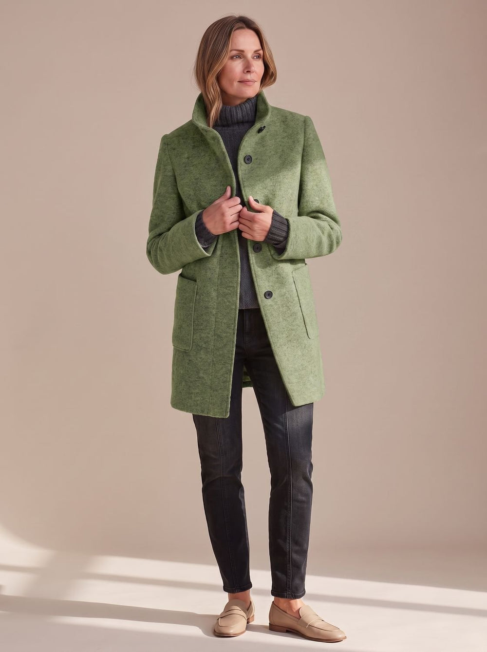 Charlotte | Women's Elegant Winter Coat Stand-Collar Button-Front