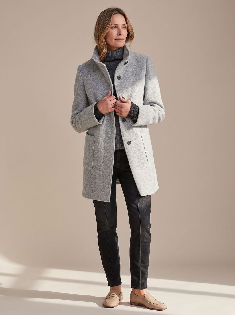 Charlotte | Women's Elegant Winter Coat Stand-Collar Button-Front