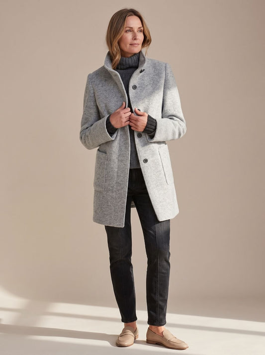 Charlotte | Women's Elegant Winter Coat Stand-Collar Button-Front