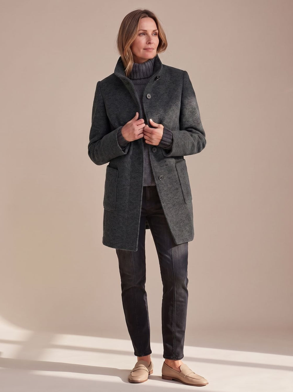 Charlotte | Women's Elegant Winter Coat Stand-Collar Button-Front