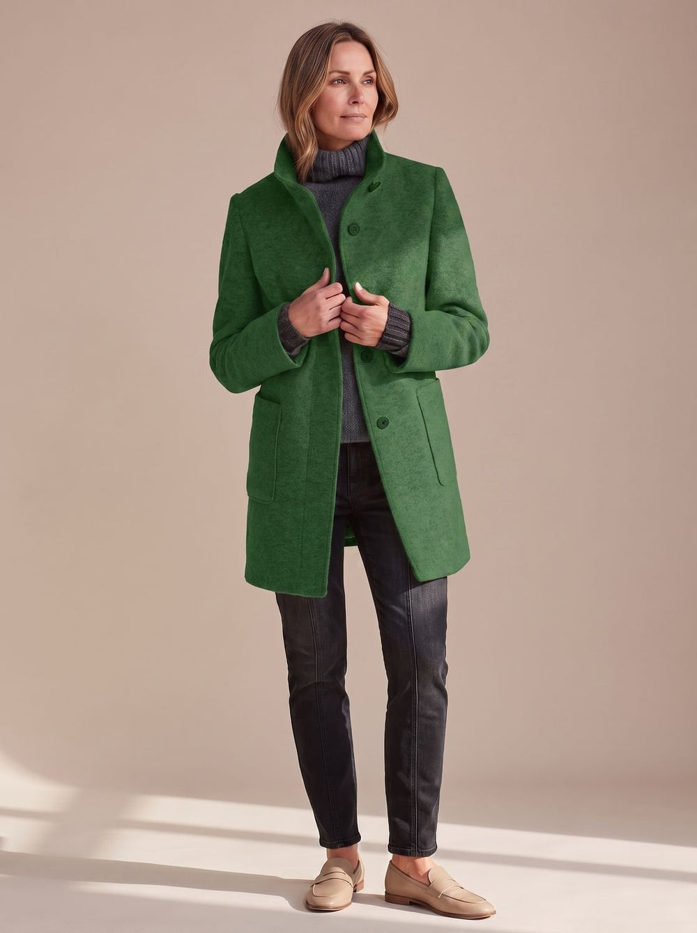 Charlotte | Women's Elegant Winter Coat Stand-Collar Button-Front