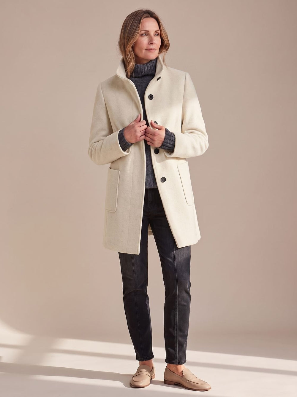Charlotte | Women's Elegant Winter Coat Stand-Collar Button-Front