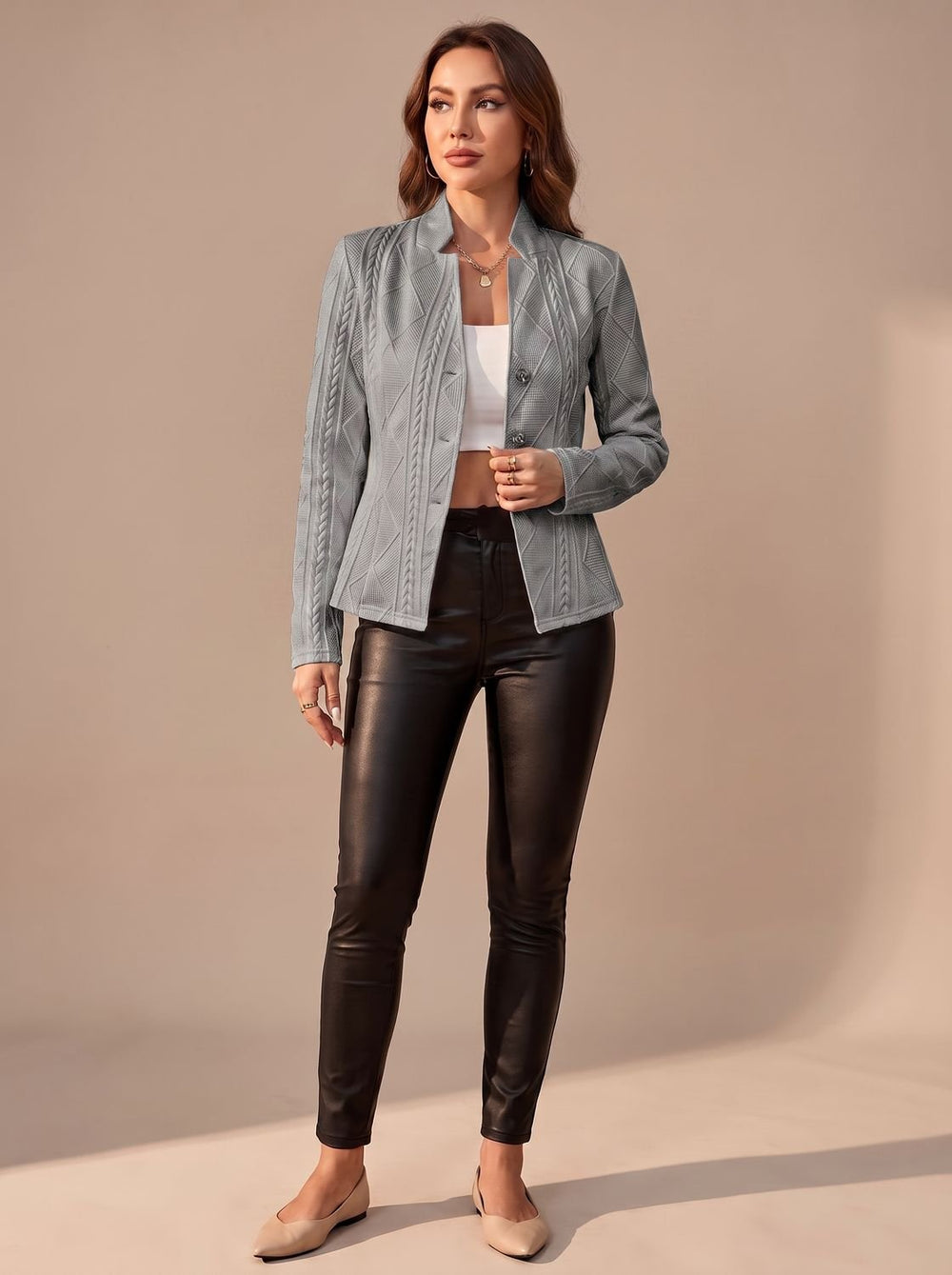 Amelia | Women's Elegant Winter Coat Textured Button-Front Structured Jacket