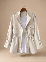 Evelyn | Women's Elegant Zip-Up Utility Jacket Drawstring Waist