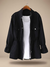 Evelyn | Women's Elegant Zip-Up Utility Jacket Drawstring Waist