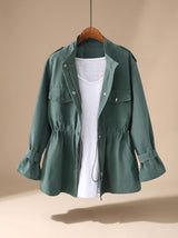Evelyn | Women's Elegant Zip-Up Utility Jacket Drawstring Waist