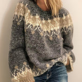 Luna | Women's Fair Isle Jacquard Pullover Knit Sweater
