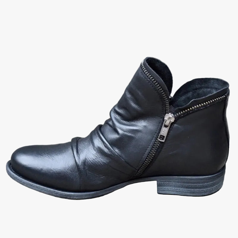 Women's ruched vamp ankle boots, view 1