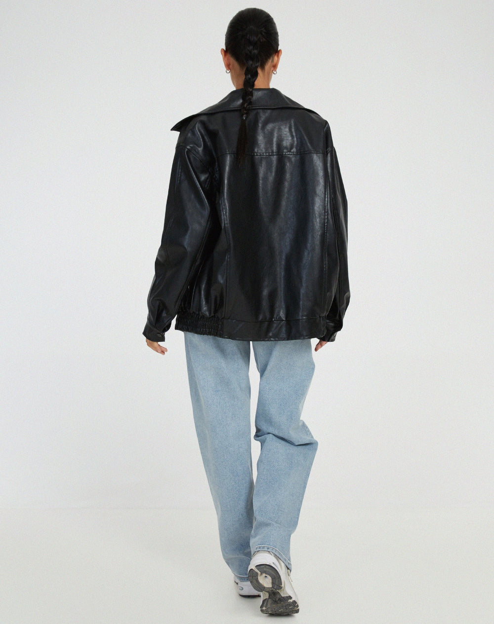 Stylish Women's Faux Leather Jacket with Zip Front & Spread Collar - Trendy Outerwear for All Seasons