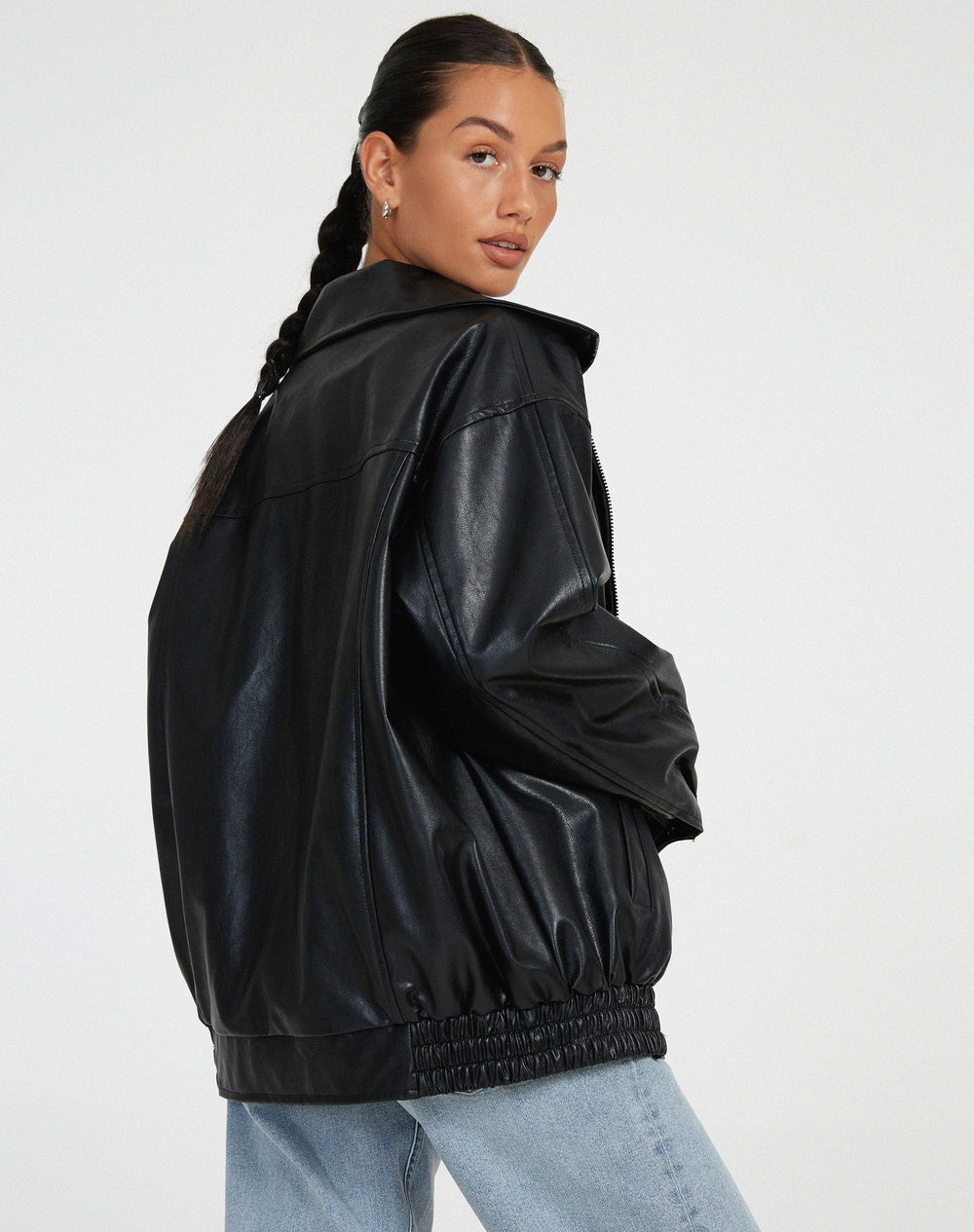 Stylish Women's Faux Leather Jacket with Zip Front & Spread Collar - Trendy Outerwear for All Seasons