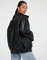 Stylish Women's Faux Leather Jacket with Zip Front & Spread Collar - Trendy Outerwear for All Seasons