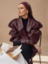 Luna | Women's Faux Leather Belted Oversized Moto Coat