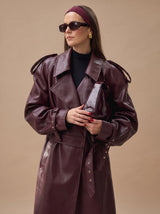 Luna | Women's Faux Leather Belted Oversized Moto Coat