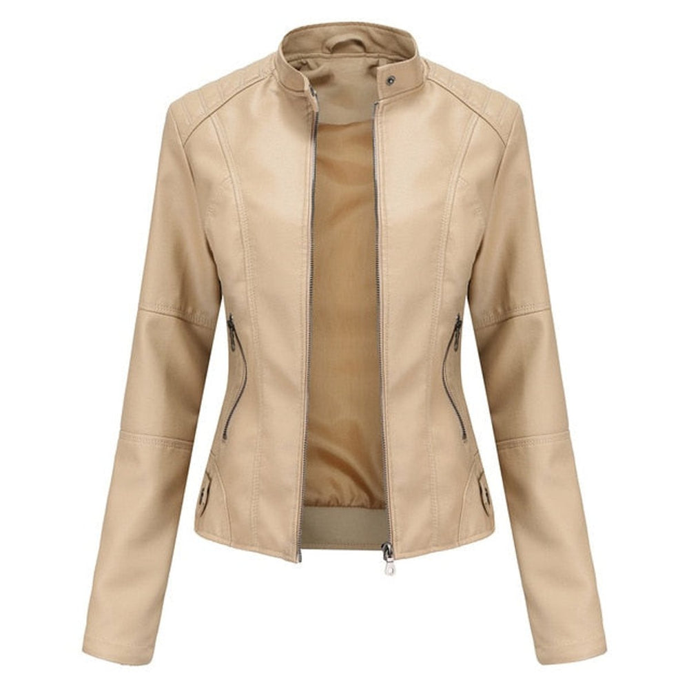Madison | Women's Faux Leather Jacket Stand Collar Zip-Up Moto Jacket