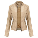 Madison | Women's Faux Leather Jacket Stand Collar Zip-Up Moto Jacket