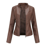 Madison | Women's Faux Leather Jacket Stand Collar Zip-Up Moto Jacket