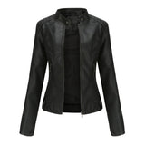 Madison | Women's Faux Leather Jacket Stand Collar Zip-Up Moto Jacket