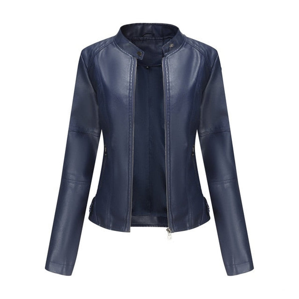 Madison | Women's Faux Leather Jacket Stand Collar Zip-Up Moto Jacket