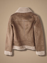Harper | Women's Faux Shearling Aviator Jacket Belted Asymmetric Zip