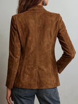 Aria | Women's Faux Suede Tailored Single-Breasted Cardigan Blazer