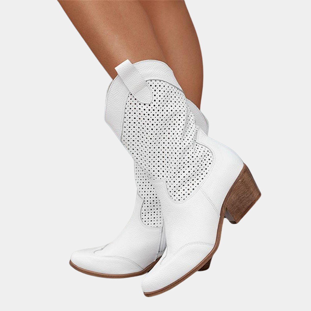 Women's perforated shaft western boots, view 2