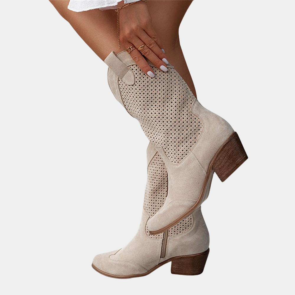 Women's perforated shaft western boots, view 3