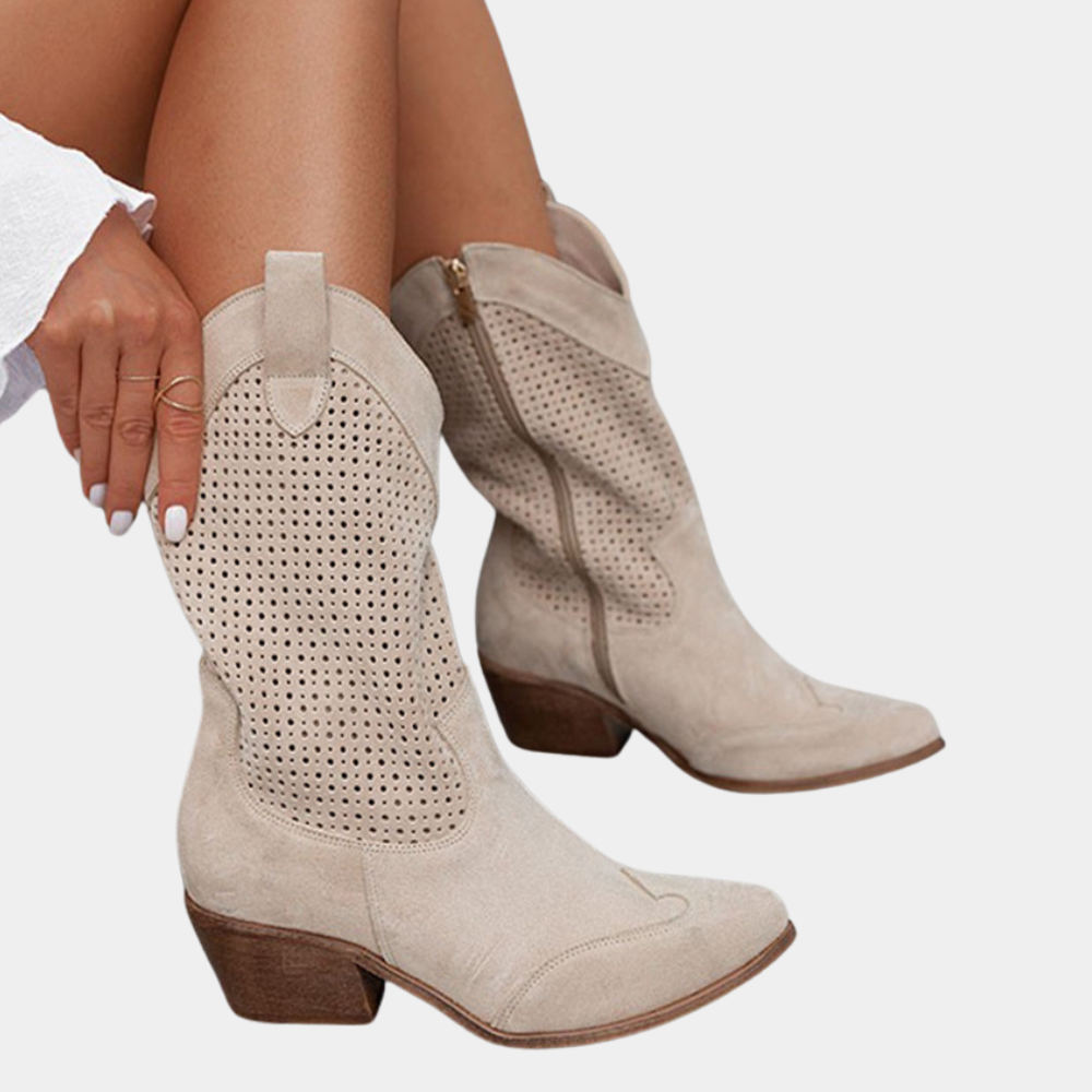 Women's perforated shaft western boots, view 6