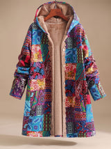 Madison | Women's Fleece-Lined Hooded Boho Patchwork Comfortable Jacket