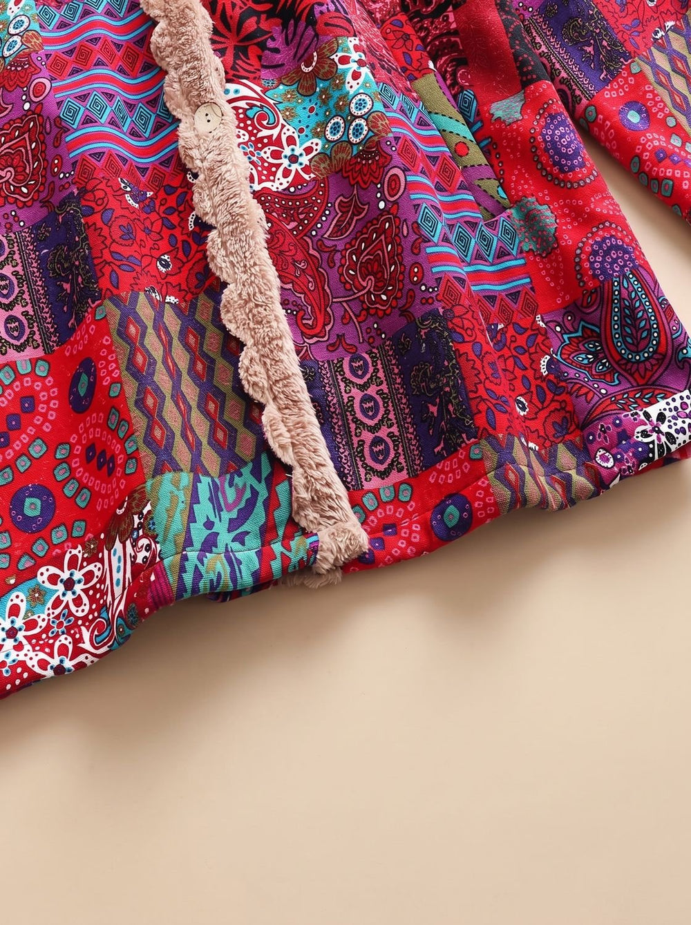 Madison | Women's Fleece-Lined Hooded Boho Patchwork Comfortable Jacket