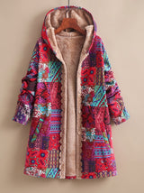 Madison | Women's Fleece-Lined Hooded Boho Patchwork Comfortable Jacket