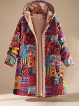 Madison | Women's Fleece-Lined Hooded Boho Patchwork Comfortable Jacket