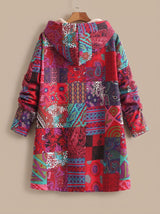 Madison | Women's Fleece-Lined Hooded Boho Patchwork Comfortable Jacket