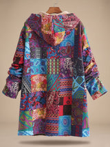 Madison | Women's Fleece-Lined Hooded Boho Patchwork Comfortable Jacket