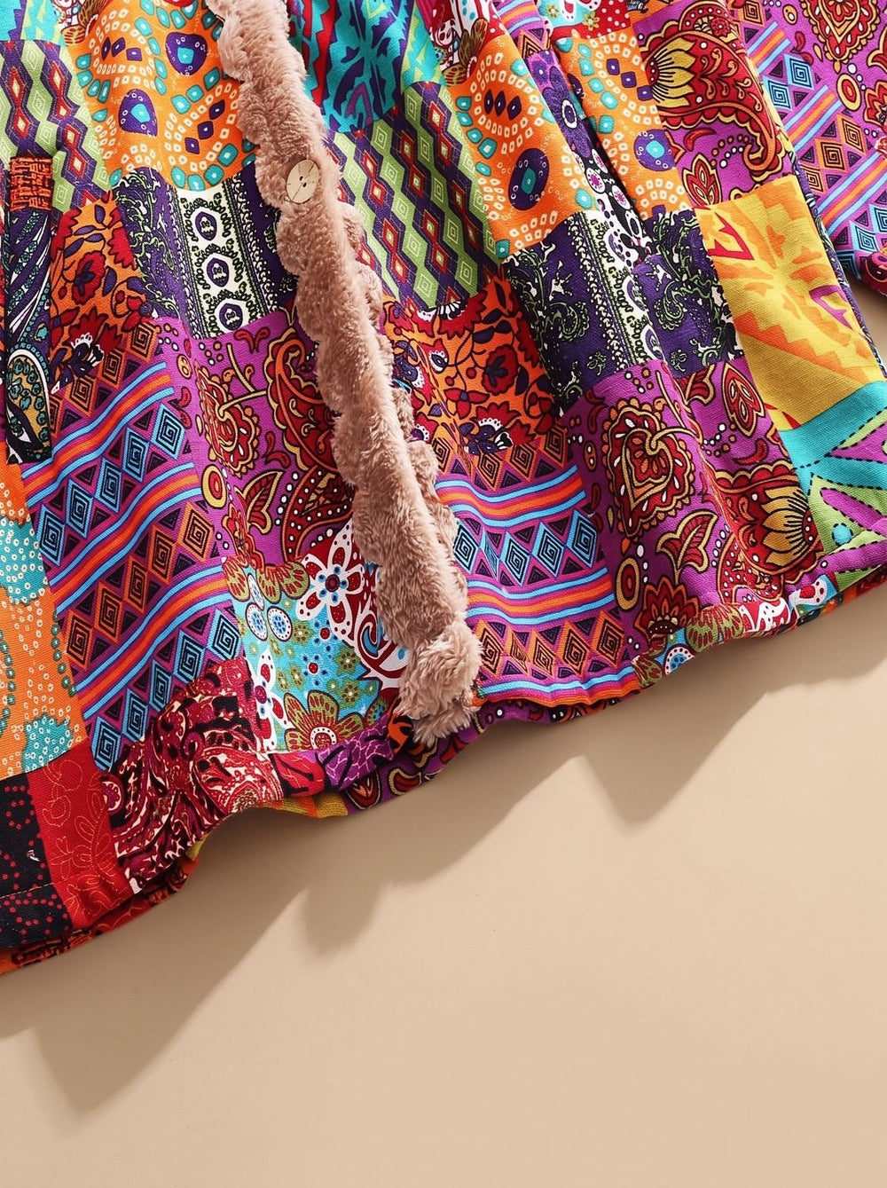 Madison | Women's Fleece-Lined Hooded Boho Patchwork Comfortable Jacket